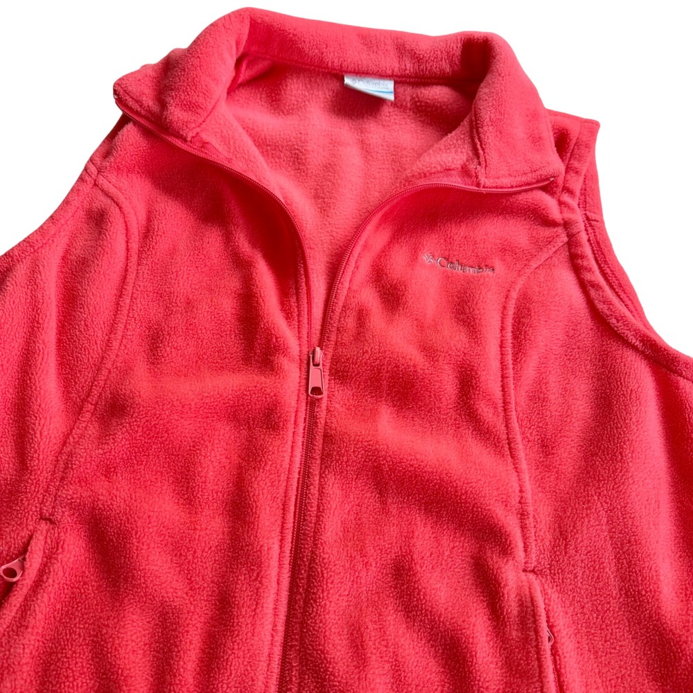 Columbia Womens Benton Springs Coral Fleece Vest Neon Full Zip Size Large